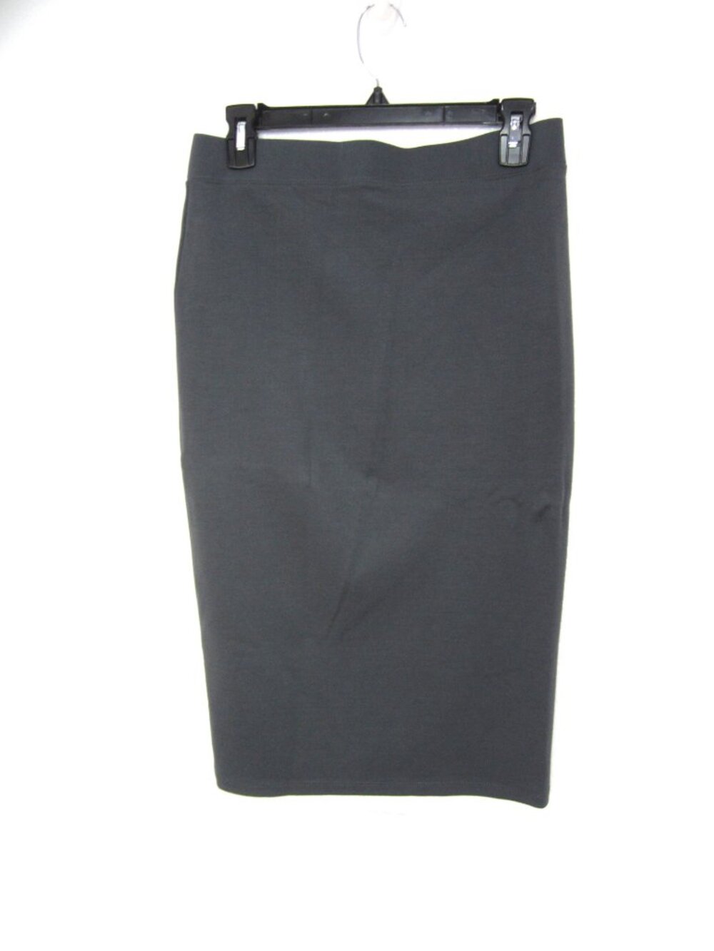 NEW NWOT Size L Iris Black Gray Ponte Knit Pencil Skirt Below Knee Midi Solid - Picture 7 of 11